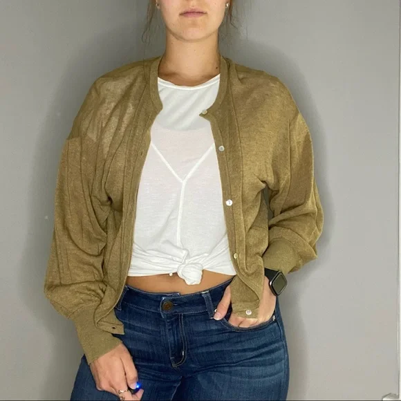 Zara Linen Blend Button Down Lightweight Cardigan Size Small - Picture 12 of 15